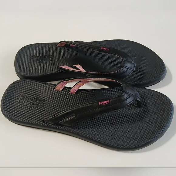 Flojos Black and Pink Women's Sandals - Picture 2 of 7